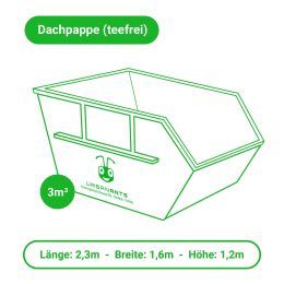 Bitumenpappe entsorgen – Container – 3m³